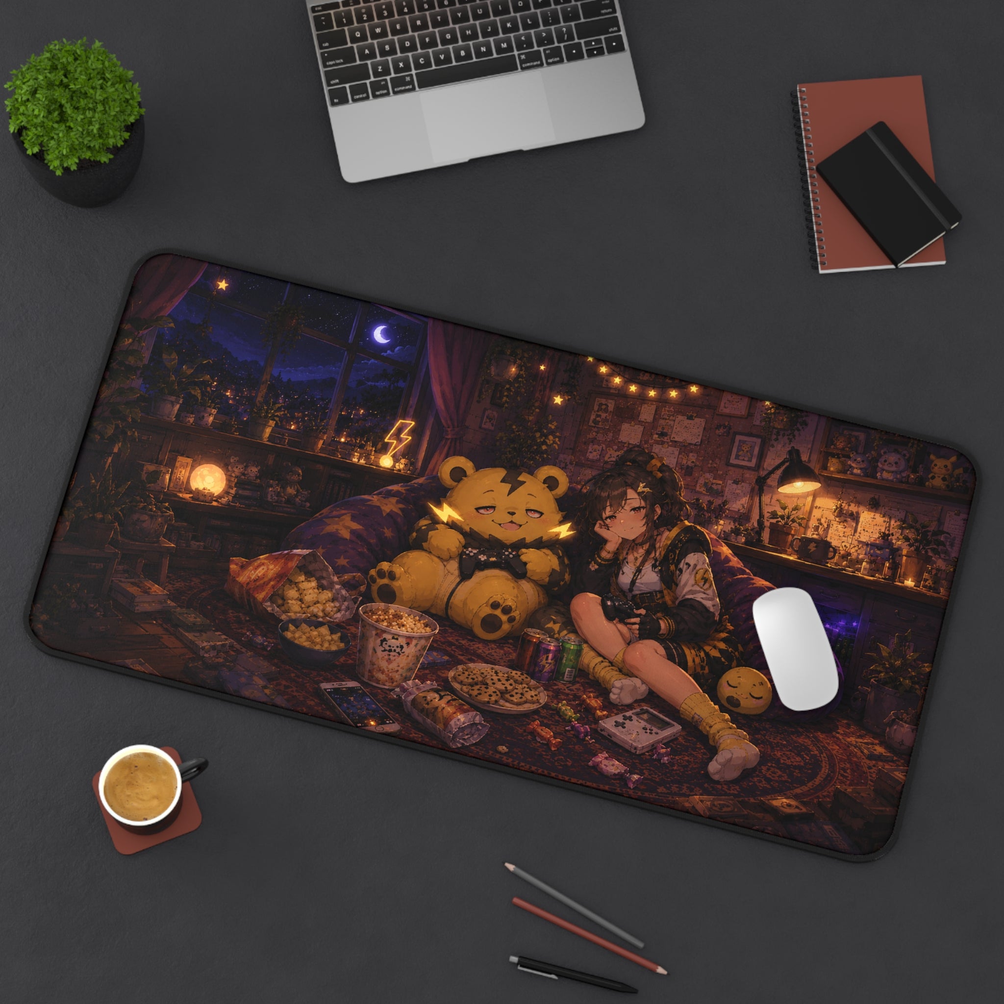 Midnight Static 16" × 32" Desk Mat